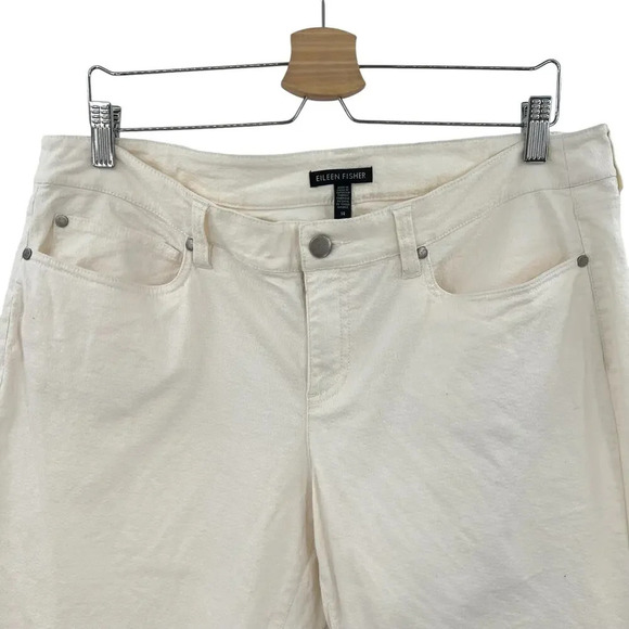Eileen Fisher Textured Cream Skinny Ankle Jeans Organic Cotton Size 14 - Picture 2 of 12